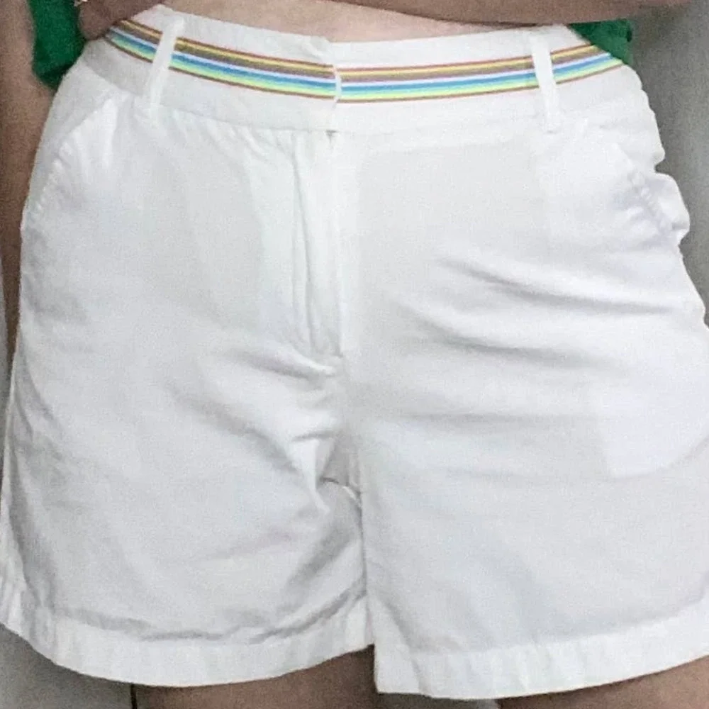Paraphrase 80s Look White Shorts with Rainbow Waistband - Picture 8 of 9